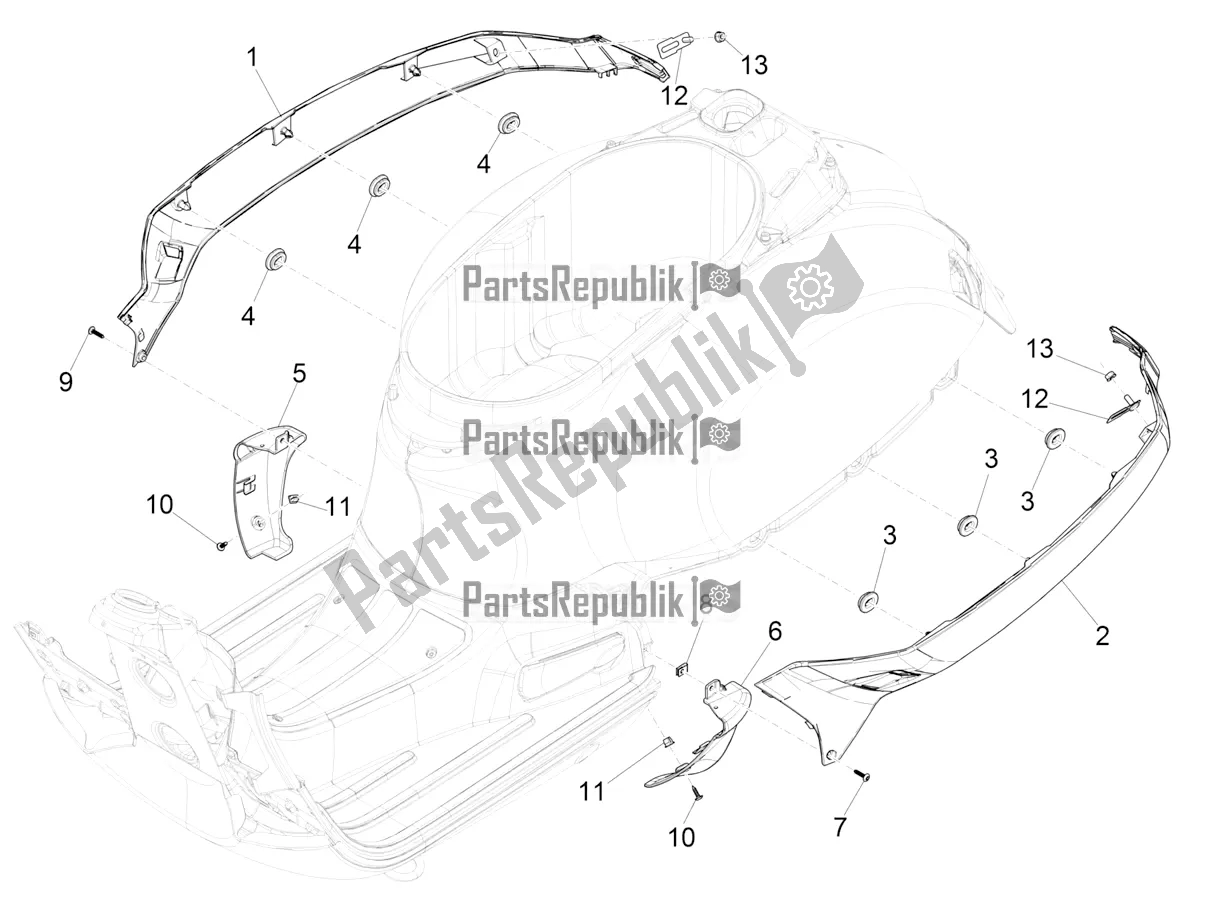 Toutes les pièces pour le Couvercle Latéral - Spoiler du Vespa GTS 300 Super Hpe-tech 4 T/4V IE ABS 2020