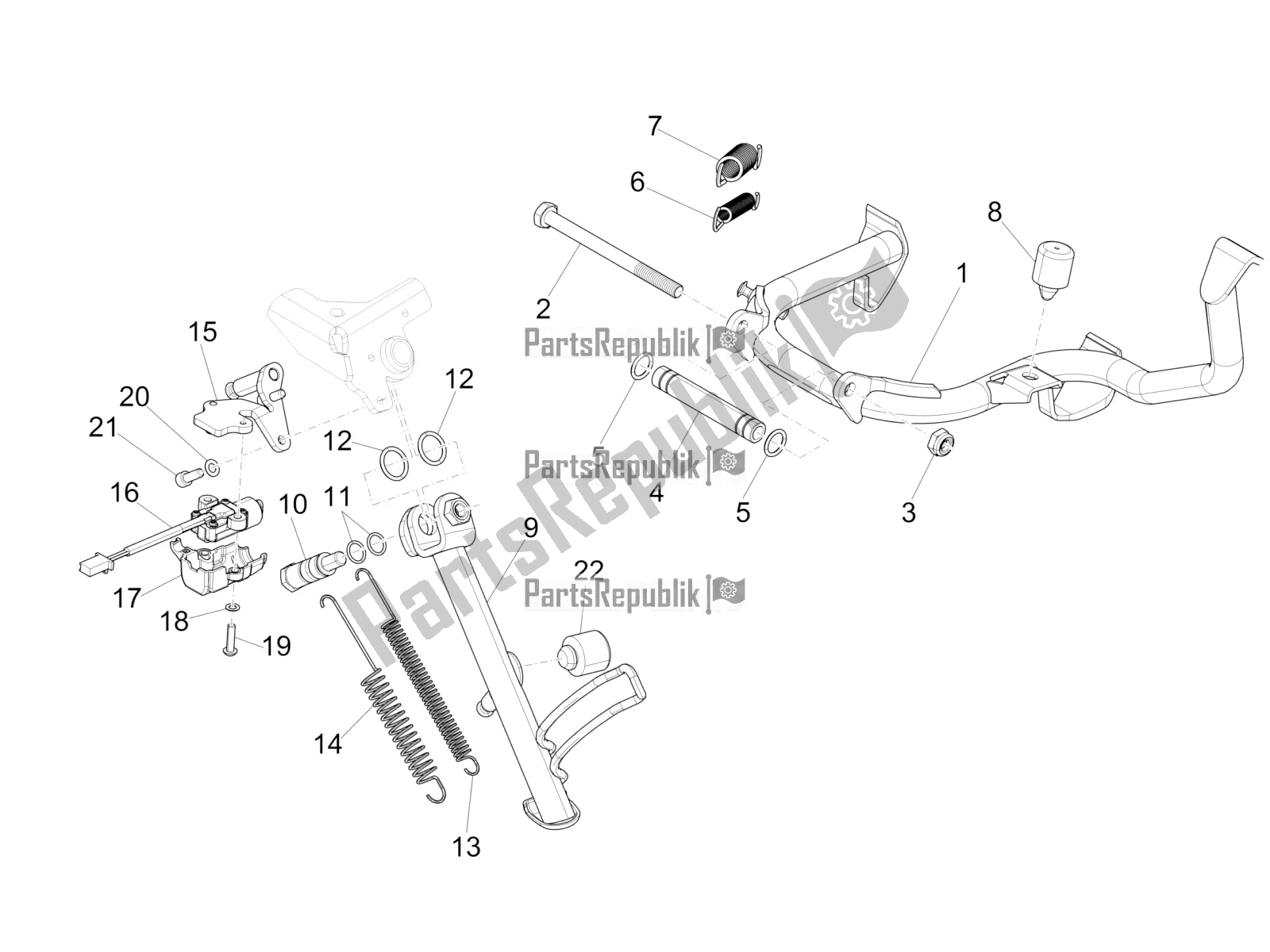 Alle onderdelen voor de Stand / S van de Vespa GTS 300 Super Hpe-tech 4 T/4V IE ABS 2020