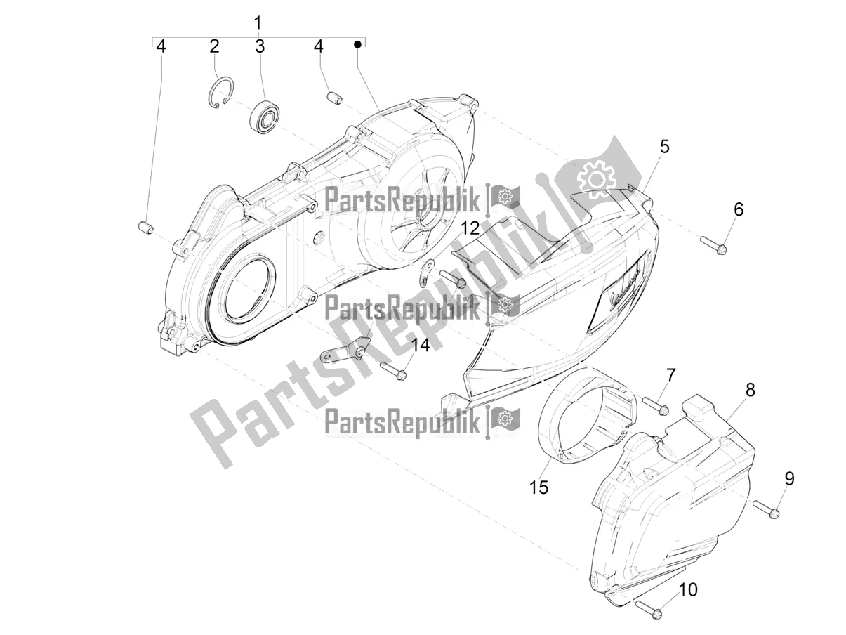 Todas las partes para Tapa Del Cárter - Enfriamiento Del Cárter de Vespa GTS 300 Super Hpe-tech 4 T/4V IE ABS 2021