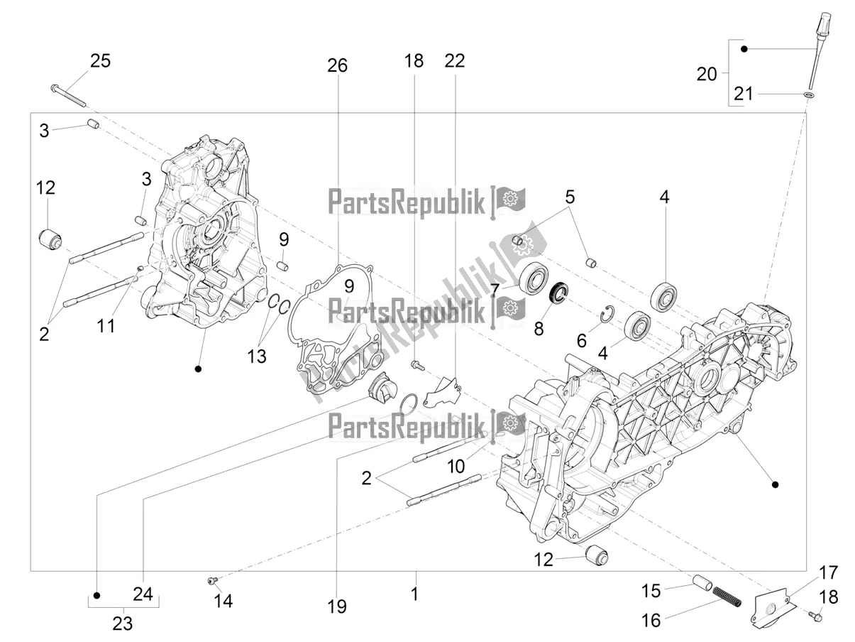 Todas las partes para Caja Del Cigüeñal de Vespa GTS 300 Super Hpe-tech 4 T/4V IE ABS 2021