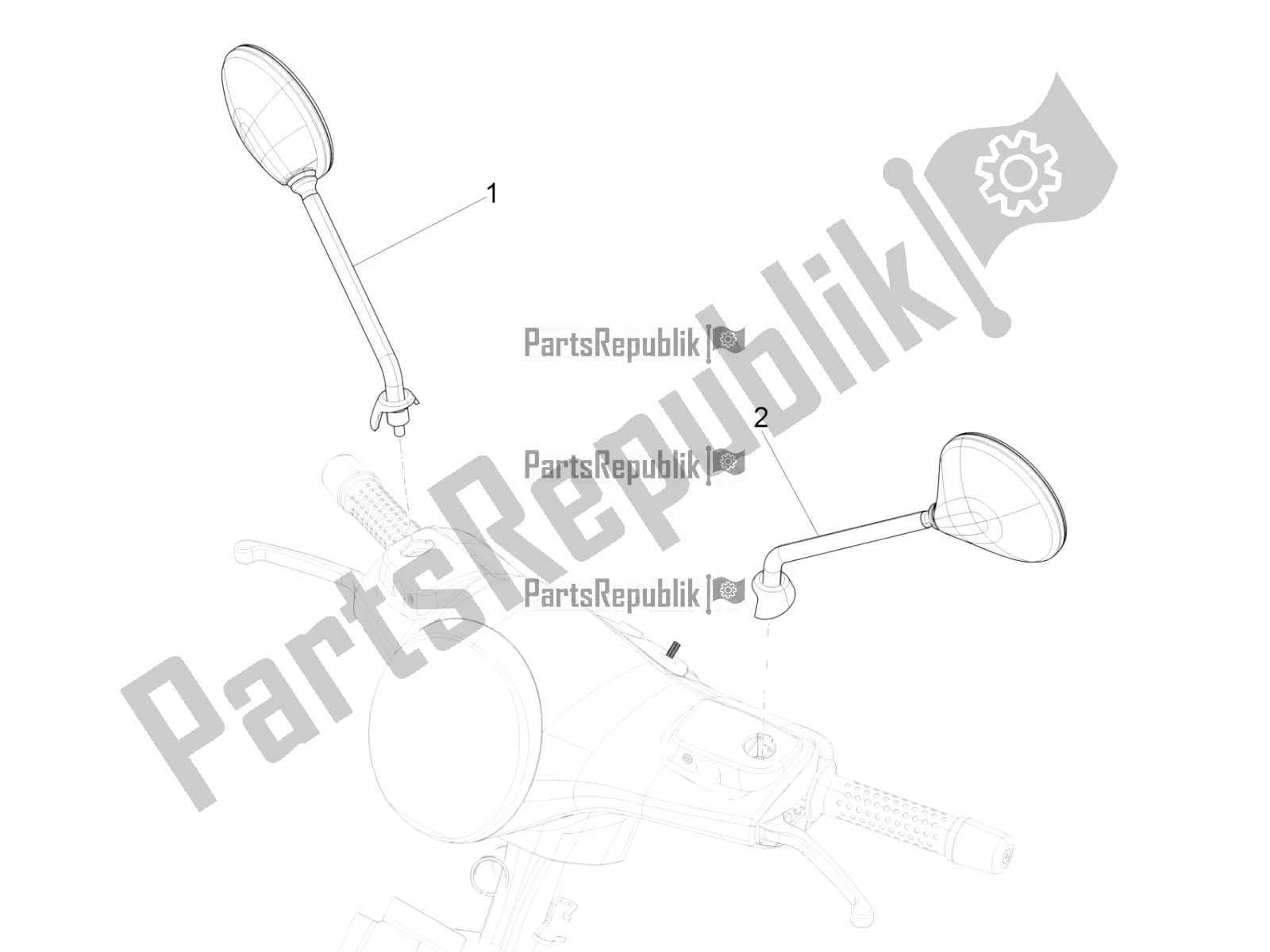 All parts for the Driving Mirror/s of the Vespa GTS 300 Super Hpe-tech 4 T/4V IE ABS 2021