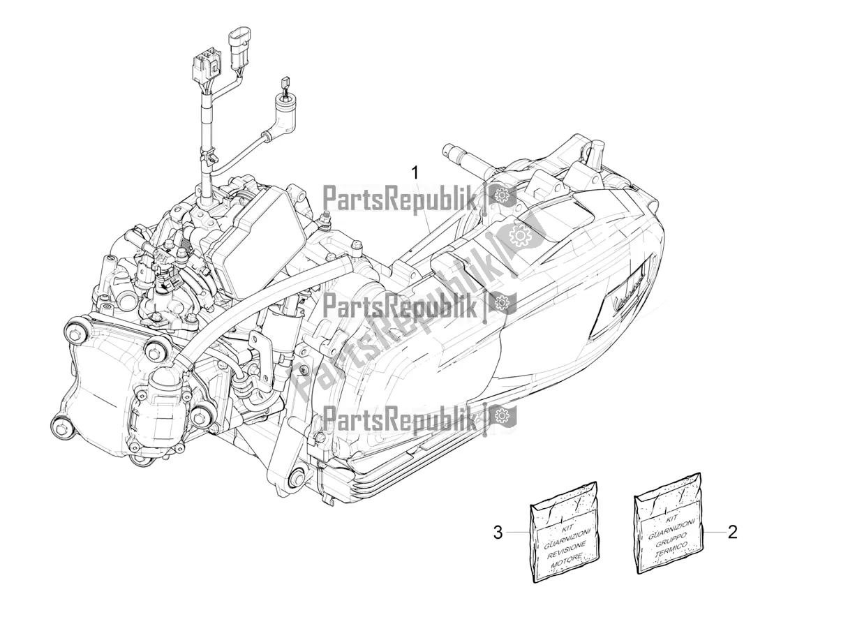 All parts for the Engine, Assembly of the Vespa GTS 300 Super Hpe-tech 4 T/4V IE ABS 2021