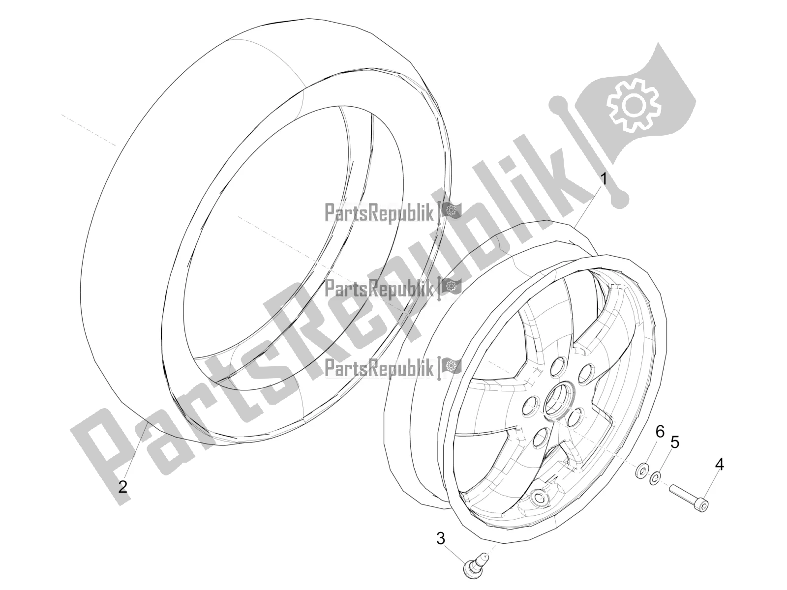 Tutte le parti per il Ruota Anteriore del Vespa GTS 300 Super Hpe-tech 4 T/4V IE ABS 2021