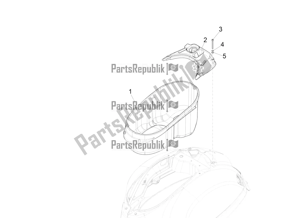 All parts for the Helmet Huosing - Undersaddle of the Vespa GTS 300 Super Hpe-tech 4 T/4V IE ABS 2021