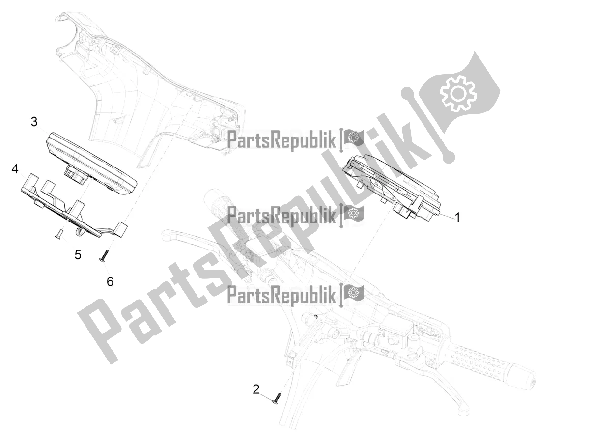 Todas las partes para Combinación De Medidor - Cruscotto de Vespa GTS 300 Super Hpe-tech 4 T/4V IE ABS 2021
