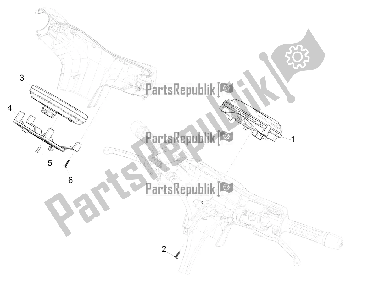 Tutte le parti per il Combinazione Metro - Cruscotto del Vespa GTS 300 Super Hpe-tech 4 T/4V IE ABS 2021