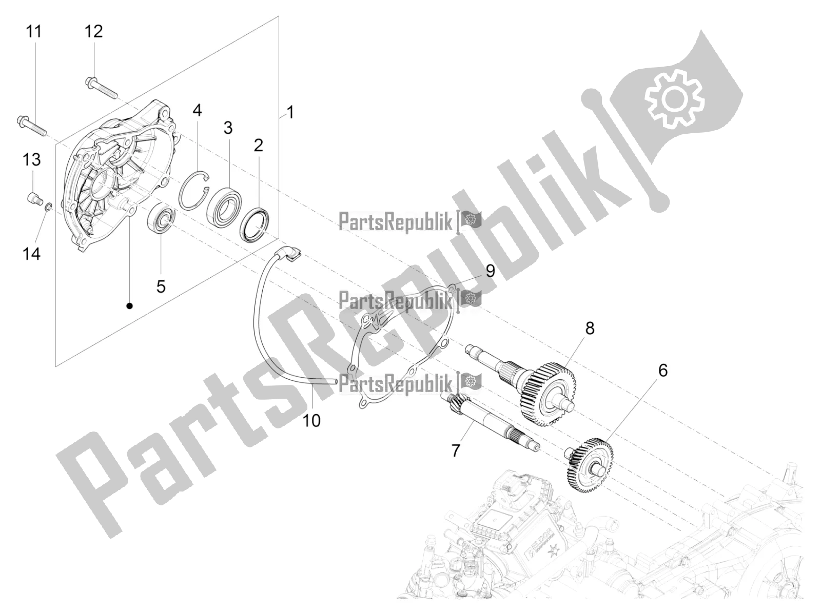 Todas las partes para Unidad De Reducción de Vespa GTS 300 Super Hpe-tech 4 T/4V IE ABS 2021