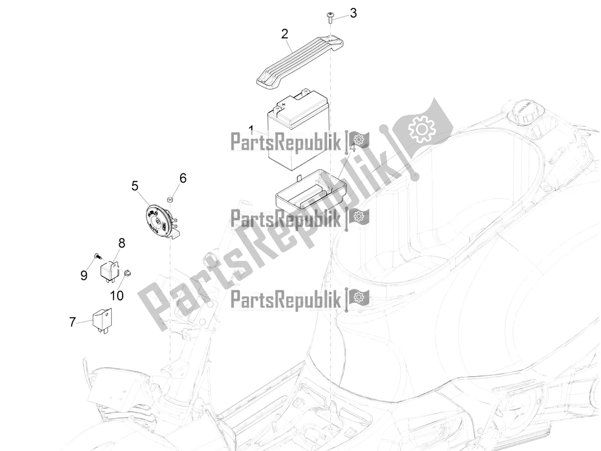 All parts for the Remote Control Switches - Battery - Horn of the Vespa GTS 300 Super Hpe-tech 4 T/4V IE ABS 2021