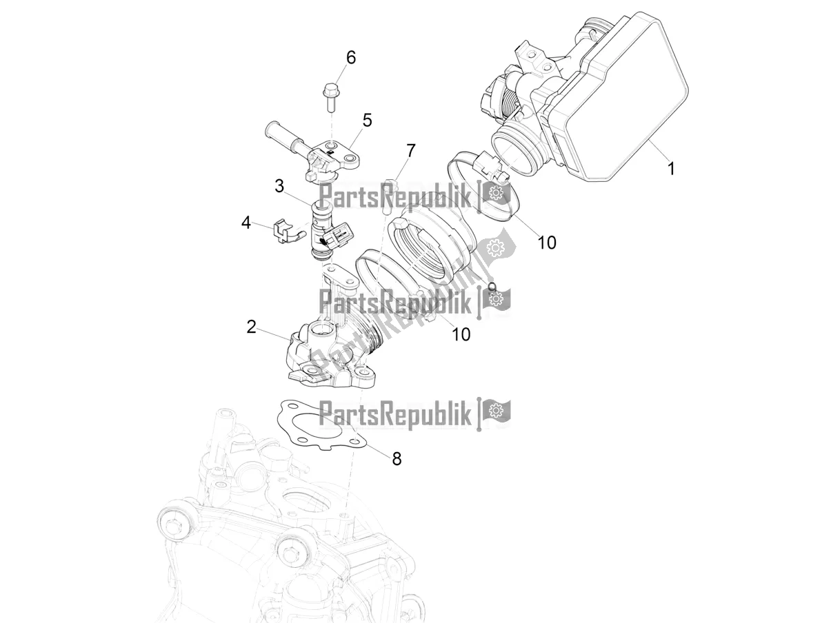 Todas as partes de Throttle Body - Injector - Induction Joint do Vespa GTS 300 Super Hpe-tech 4 T/4V IE ABS 2021