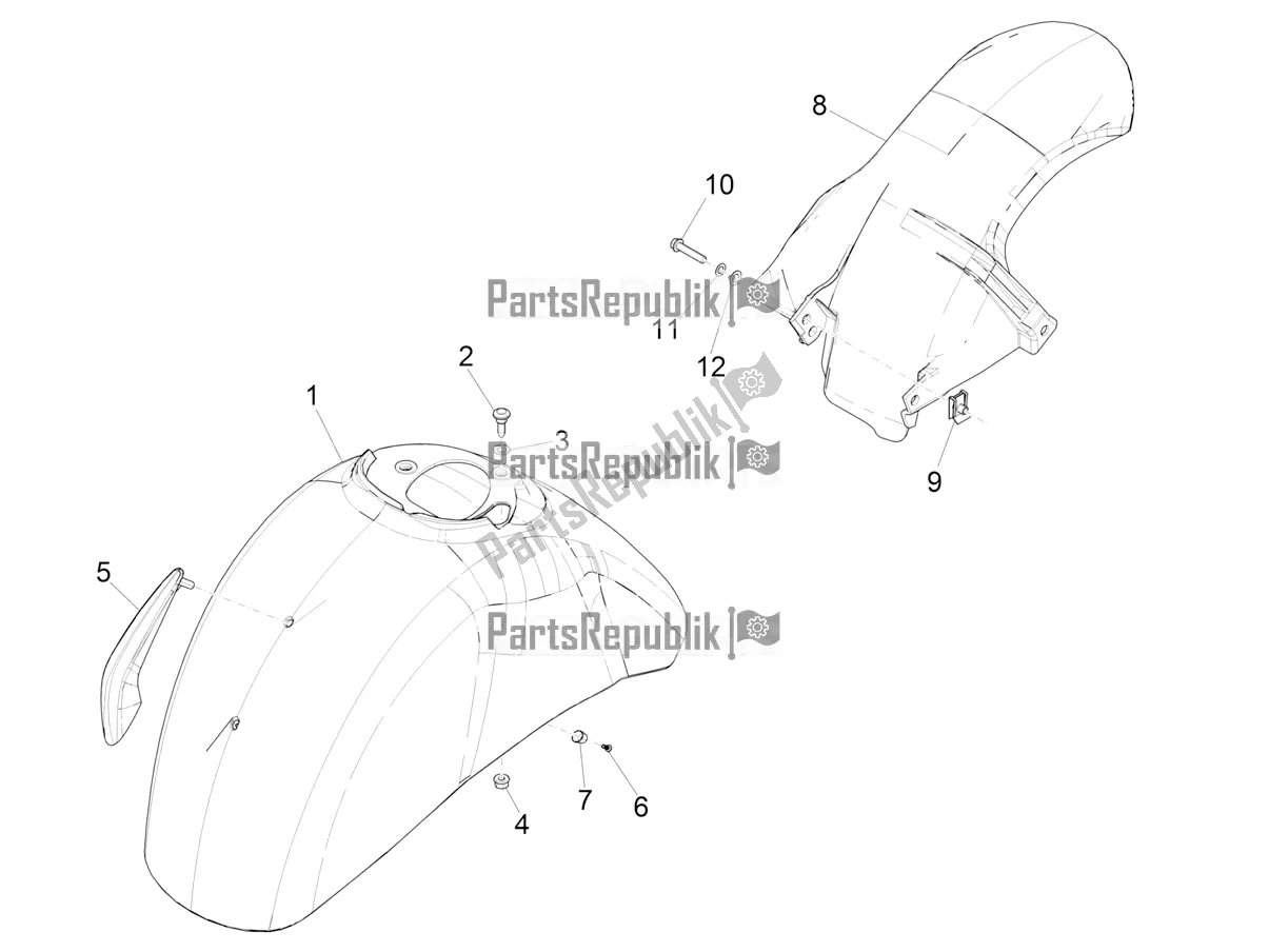 Todas las partes para Carcasa De La Rueda - Guardabarros de Vespa GTS 300 Super Hpe-tech 4 T/4V IE ABS 2021