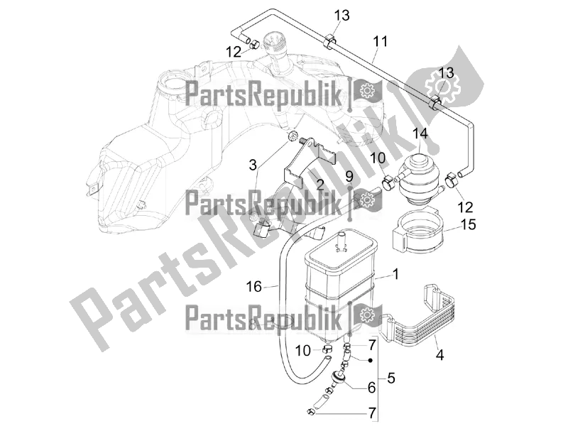 Alle onderdelen voor de Anti-percolatiesysteem van de Vespa GTS 300 Super IE 2016