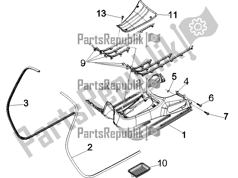 Todas las partes para Cubierta Central - Reposapiés de Vespa GTS 300 Super IE 2016
