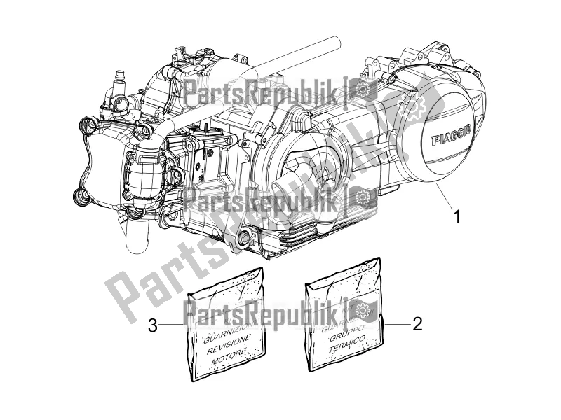 Toutes les pièces pour le Moteur, Assemblage du Vespa GTS 300 Super IE 2016