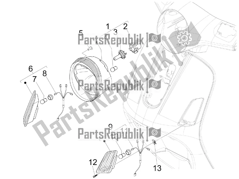 All parts for the Front Headlamps - Turn Signal Lamps of the Vespa GTS 300 Super IE 2016