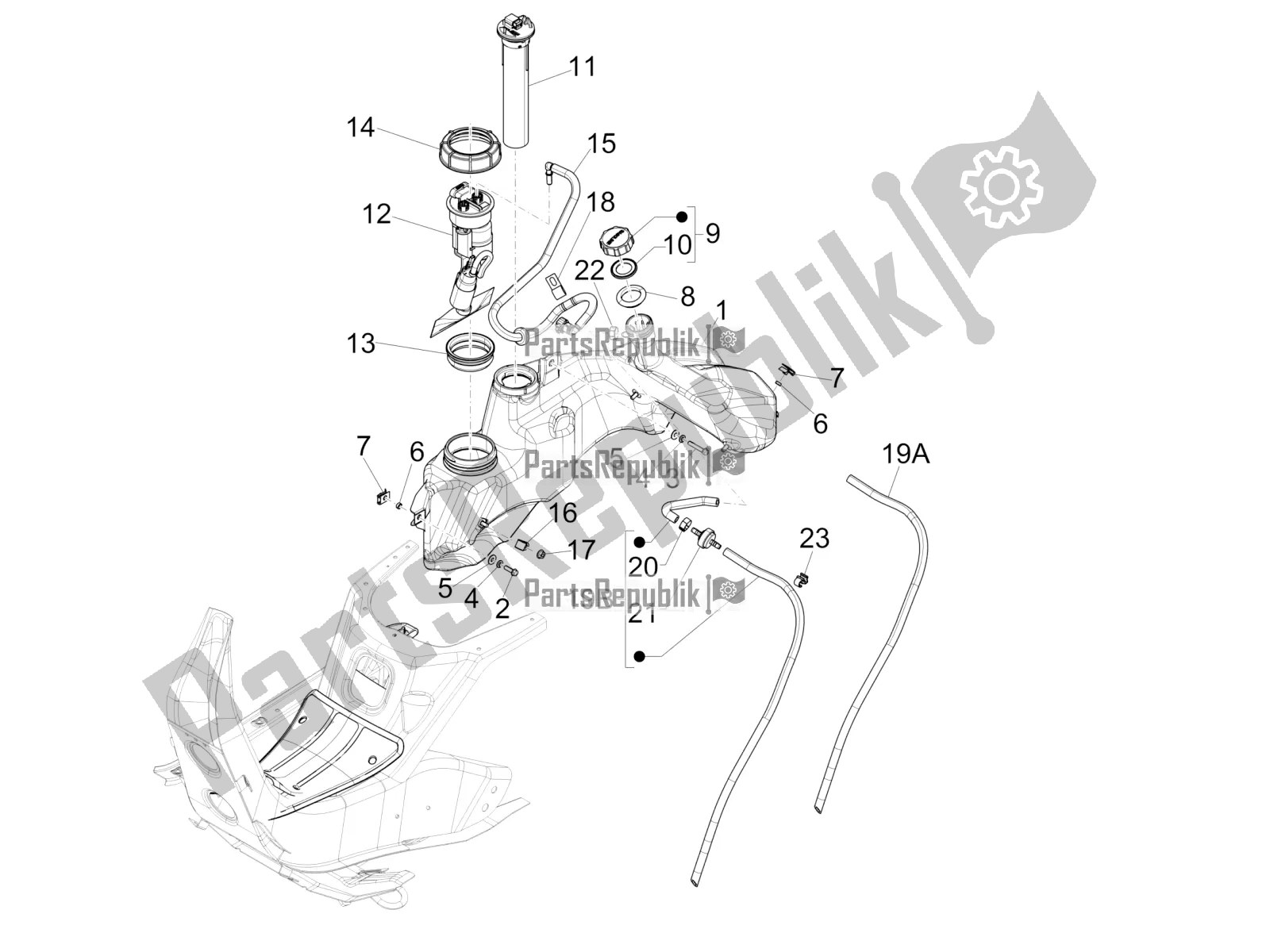 Toutes les pièces pour le Réservoir D'essence du Vespa GTS 300 Super IE 2016