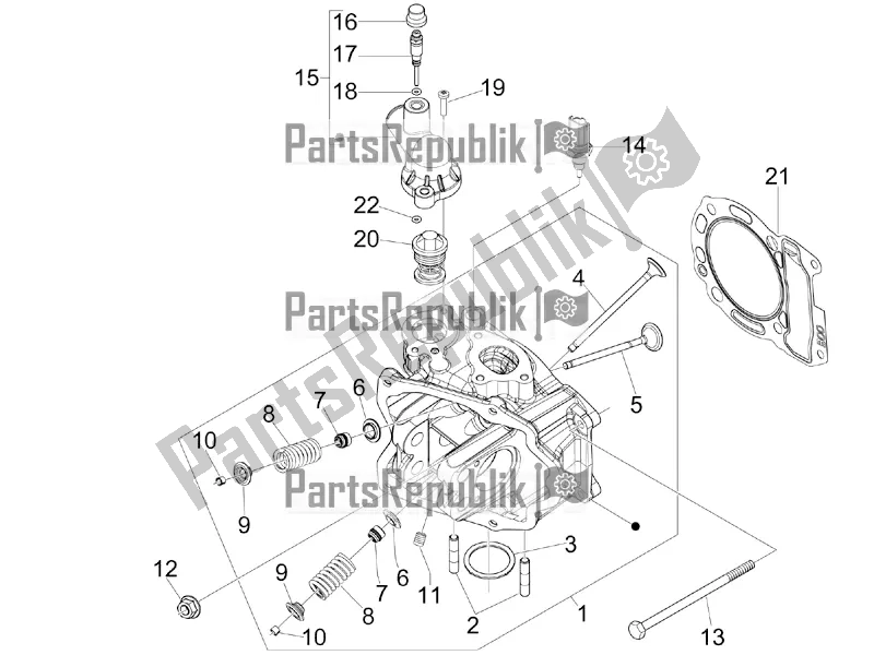 All parts for the Head Unit - Valve of the Vespa GTS 300 Super IE 2016