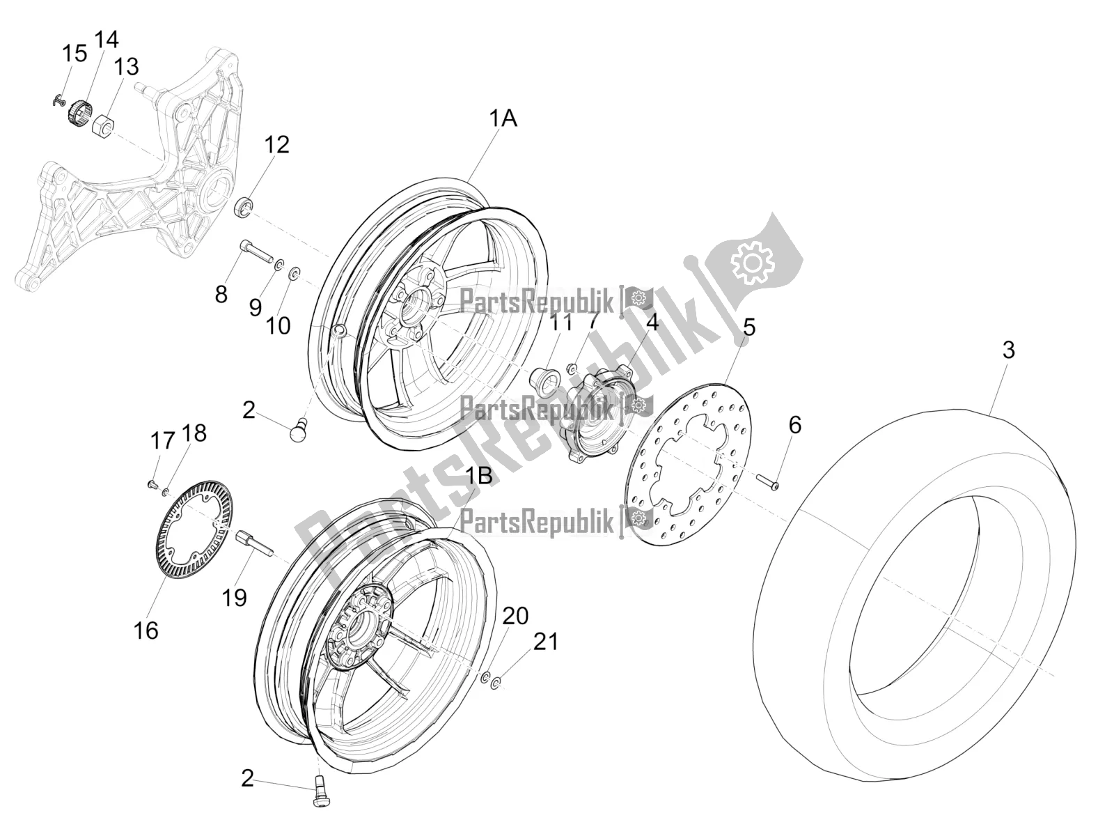 Todas las partes para Rueda Trasera de Vespa GTS 300 Super IE 2016