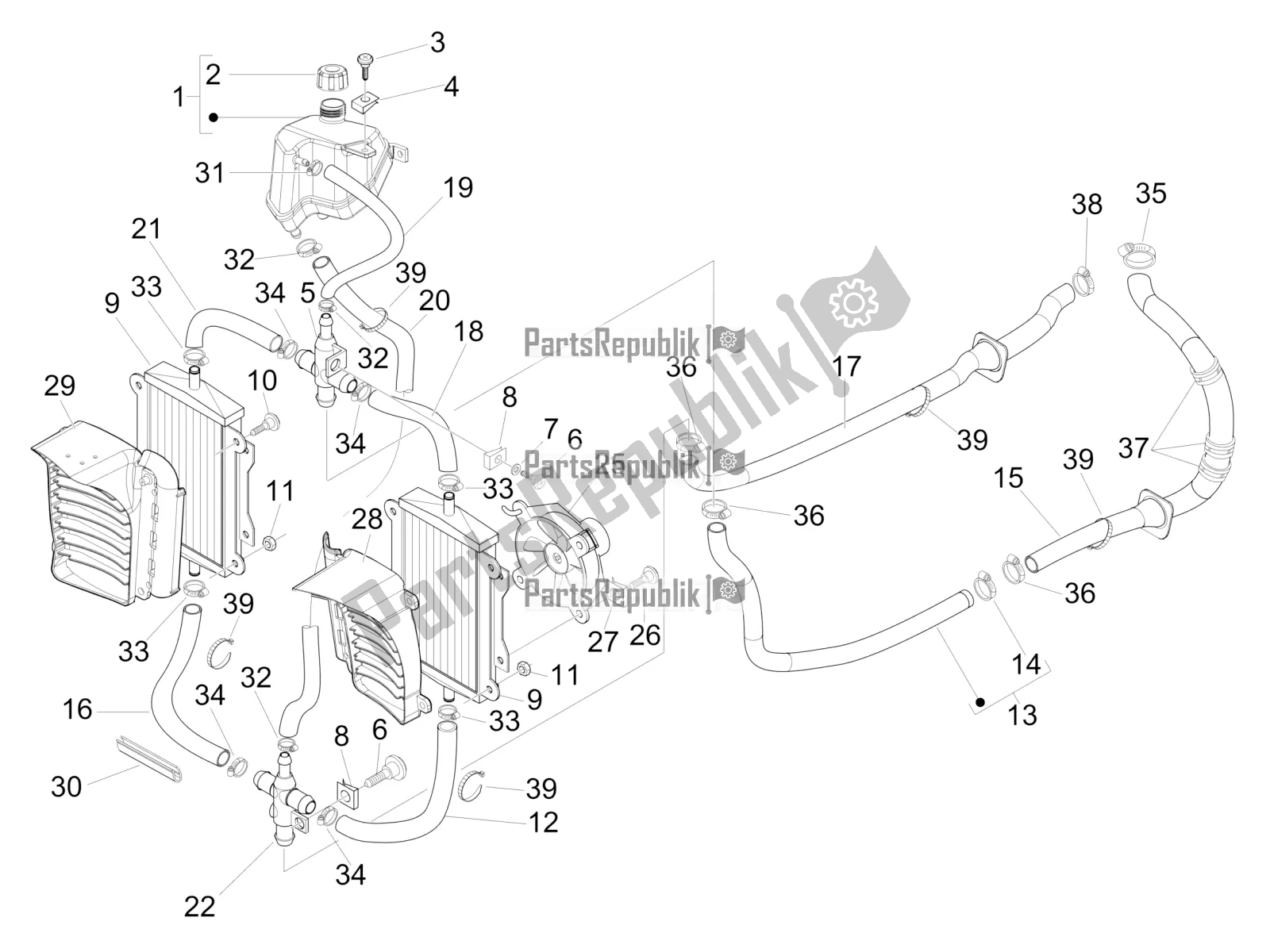 Toutes les pièces pour le Système De Refroidissement du Vespa GTS 300 Super IE ABS USA 2016