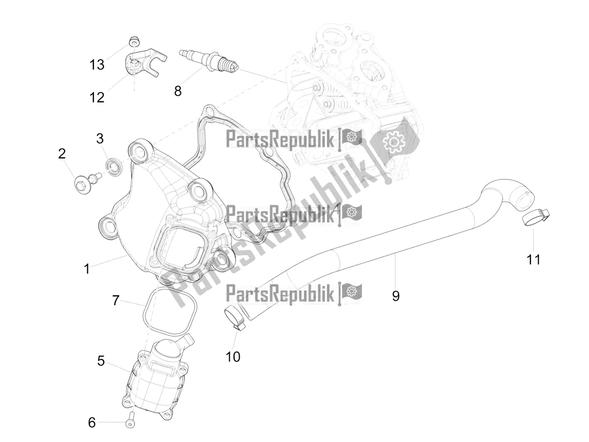 Todas las partes para Cubierta De Tapa De Cilindro de Vespa GTS 300 Super IE ABS USA 2016