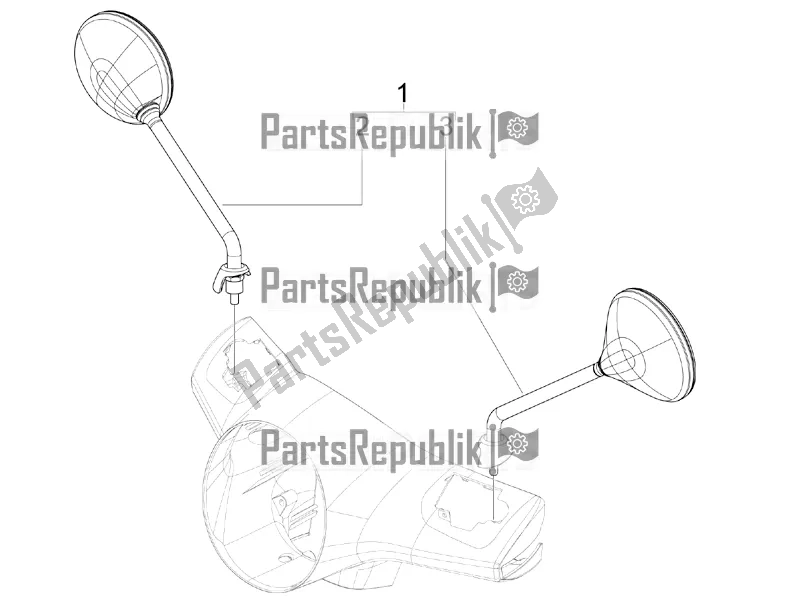 Tutte le parti per il Specchio / I Di Guida del Vespa GTS 300 Super IE ABS USA 2016