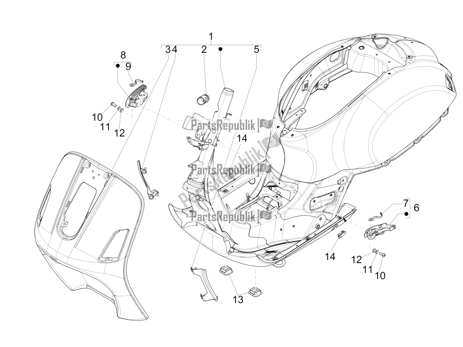 Toutes les pièces pour le Cadre / Carrosserie du Vespa GTS 300 Super IE ABS USA 2016