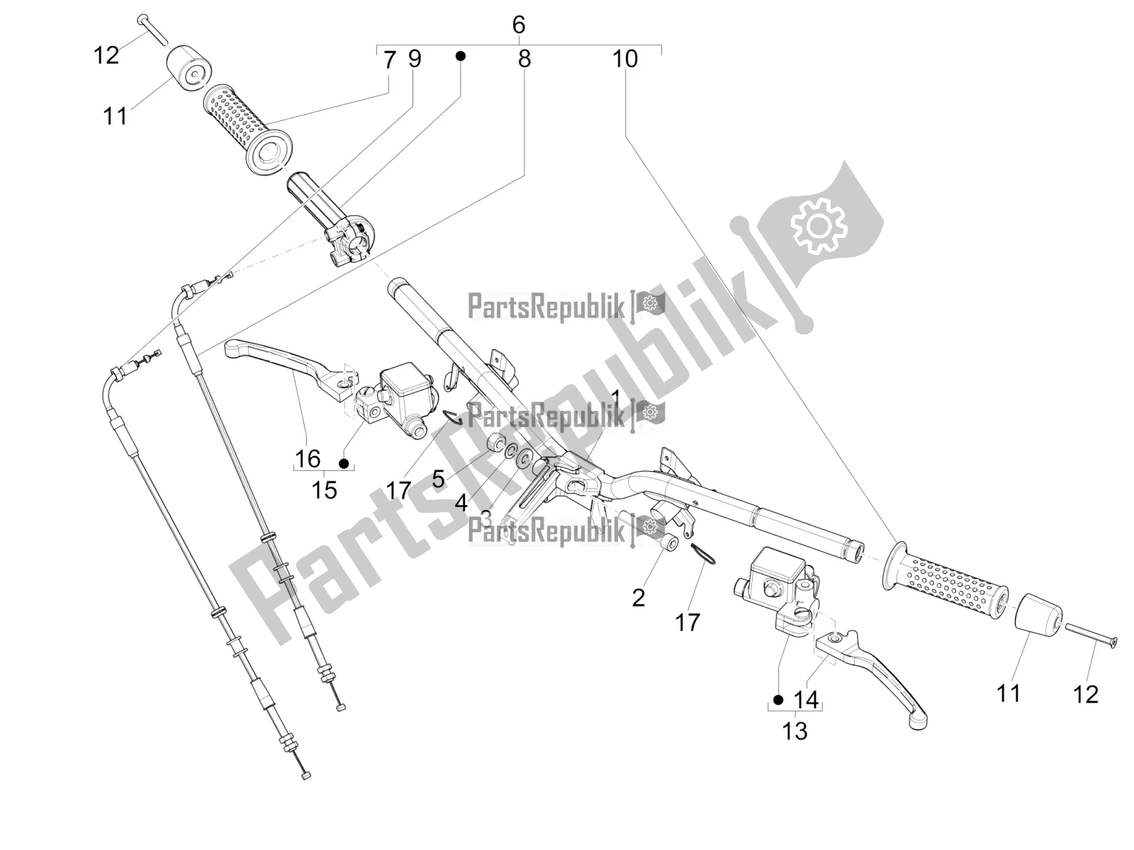 Toutes les pièces pour le Guidon - Master Cil. Du Vespa GTS 300 Super IE ABS USA 2016