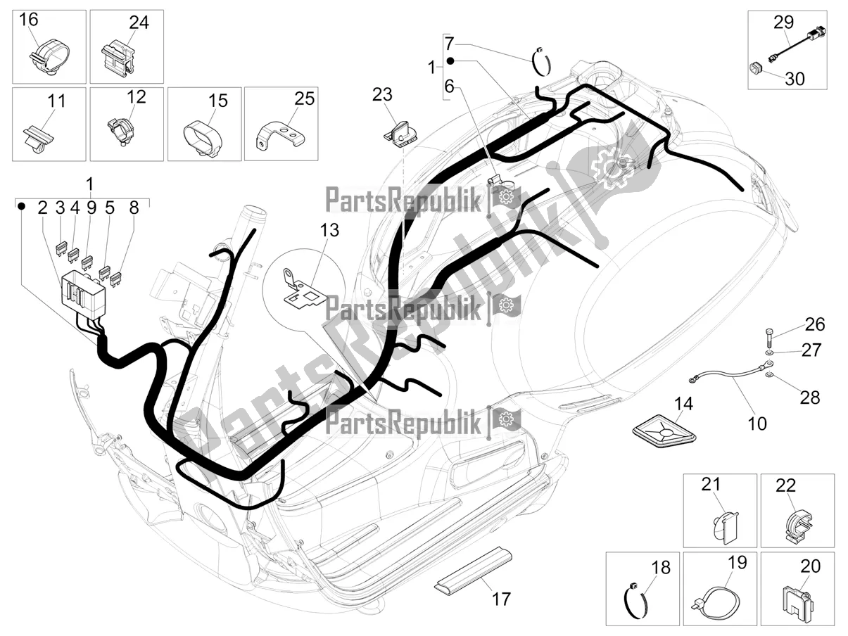 Toutes les pièces pour le Faisceau De Câbles Principal du Vespa GTS 300 Super IE ABS USA 2016