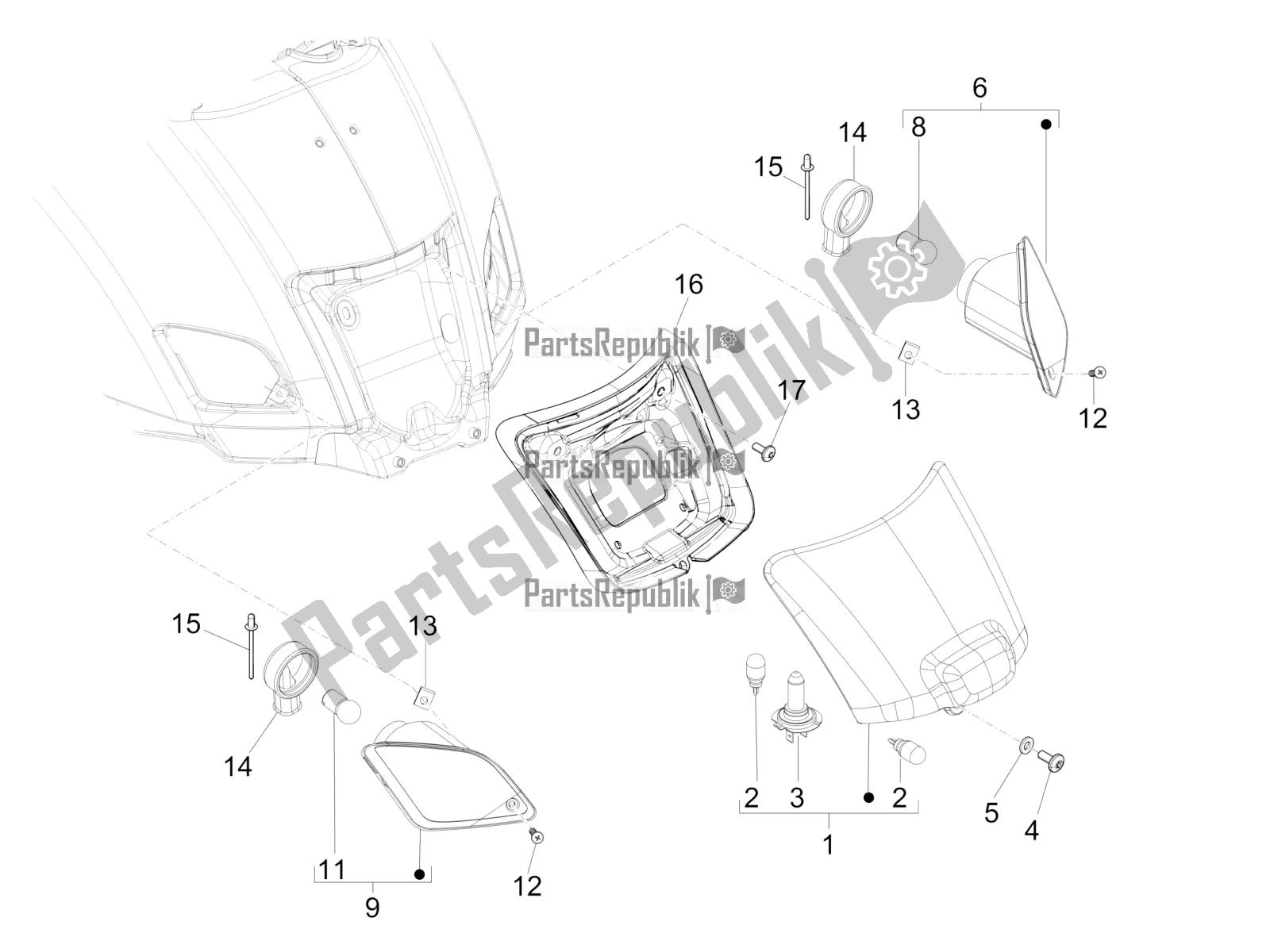 Toutes les pièces pour le Phares Arrière - Clignotants du Vespa GTS 300 Super IE ABS USA 2016