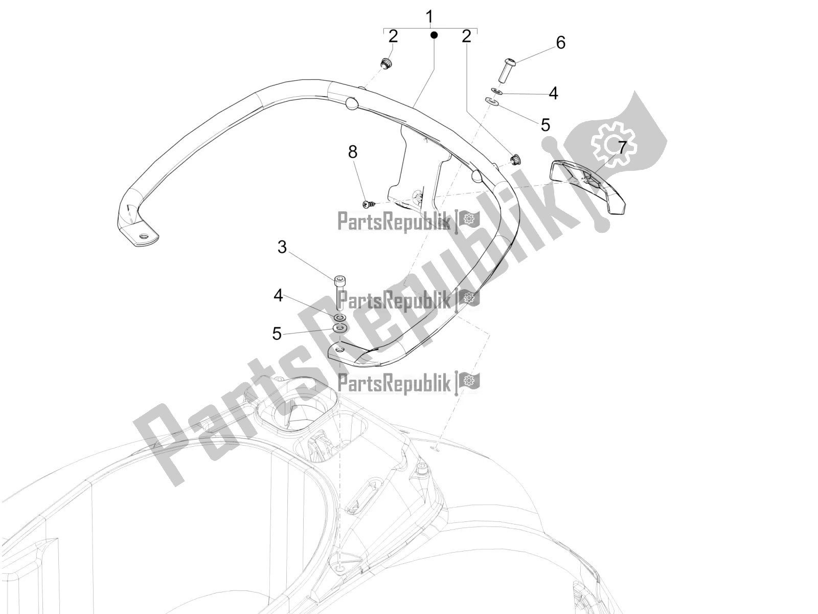 Todas las partes para Portaequipajes Trasero de Vespa GTS 300 Super IE ABS USA 2016