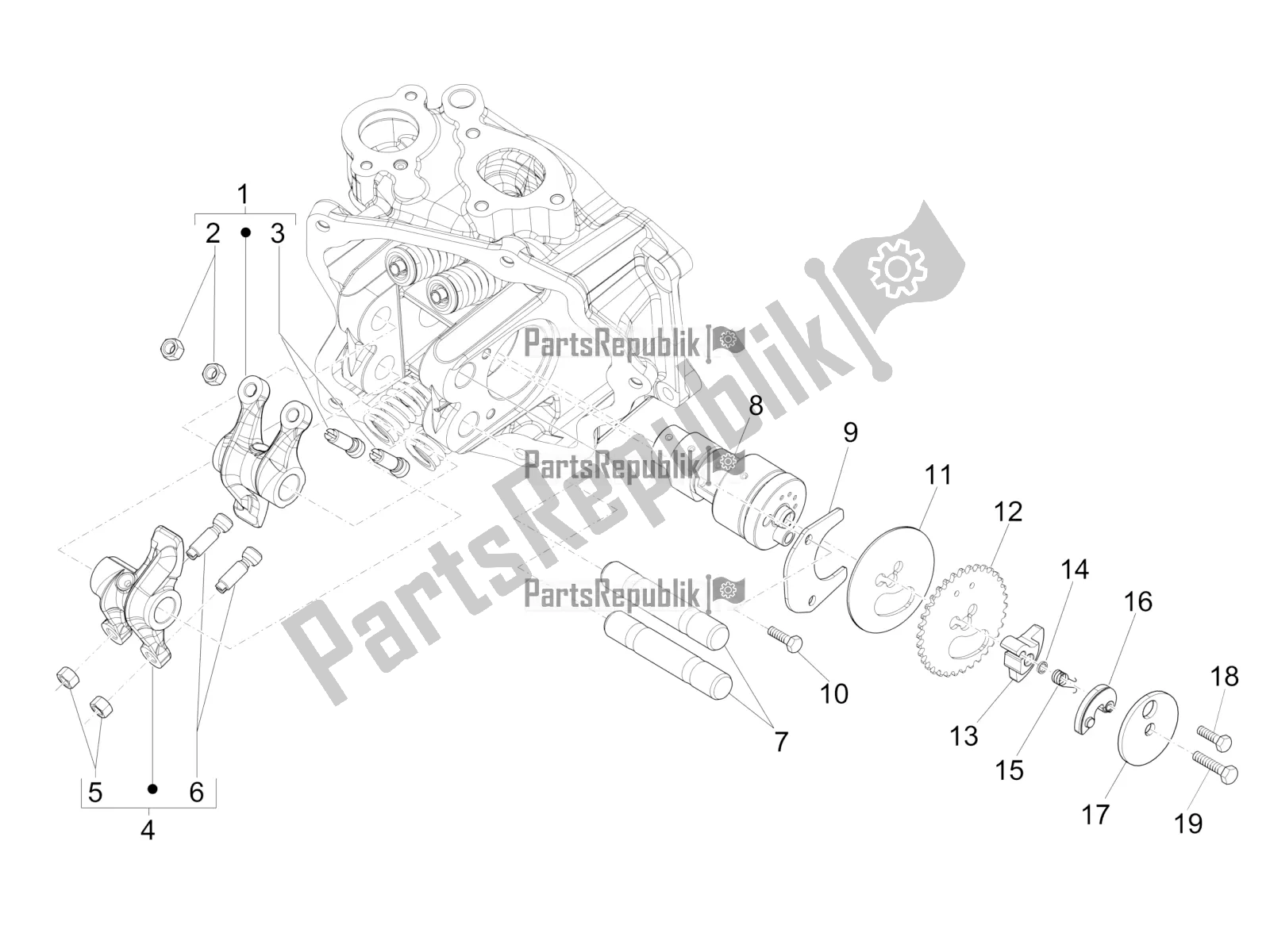 Todas las partes para Unidad De Soporte De Palancas Oscilantes de Vespa GTS 300 Super IE ABS USA 2016