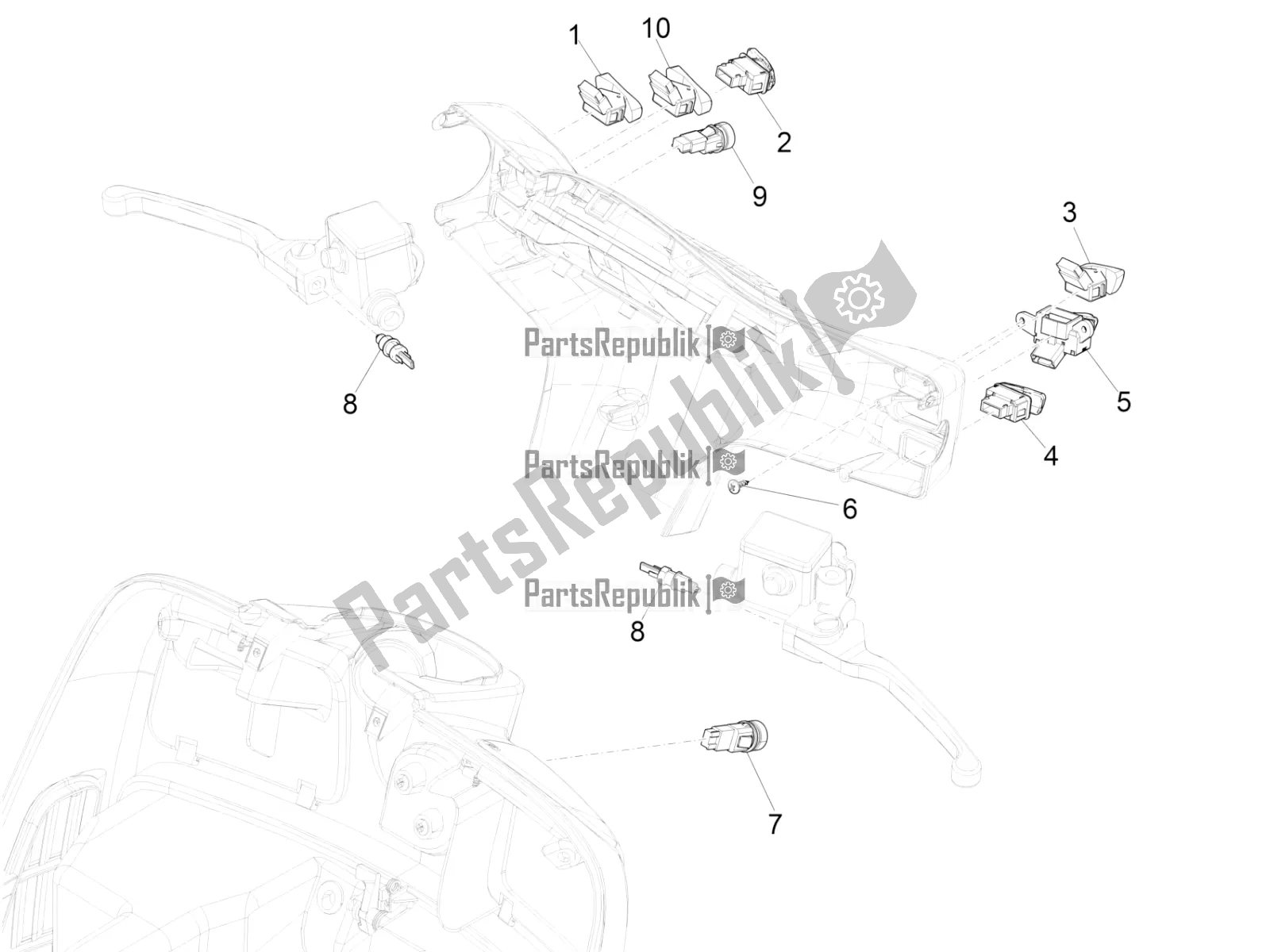 Toutes les pièces pour le Sélecteurs - Interrupteurs - Boutons du Vespa GTS 300 Super IE ABS USA 2016