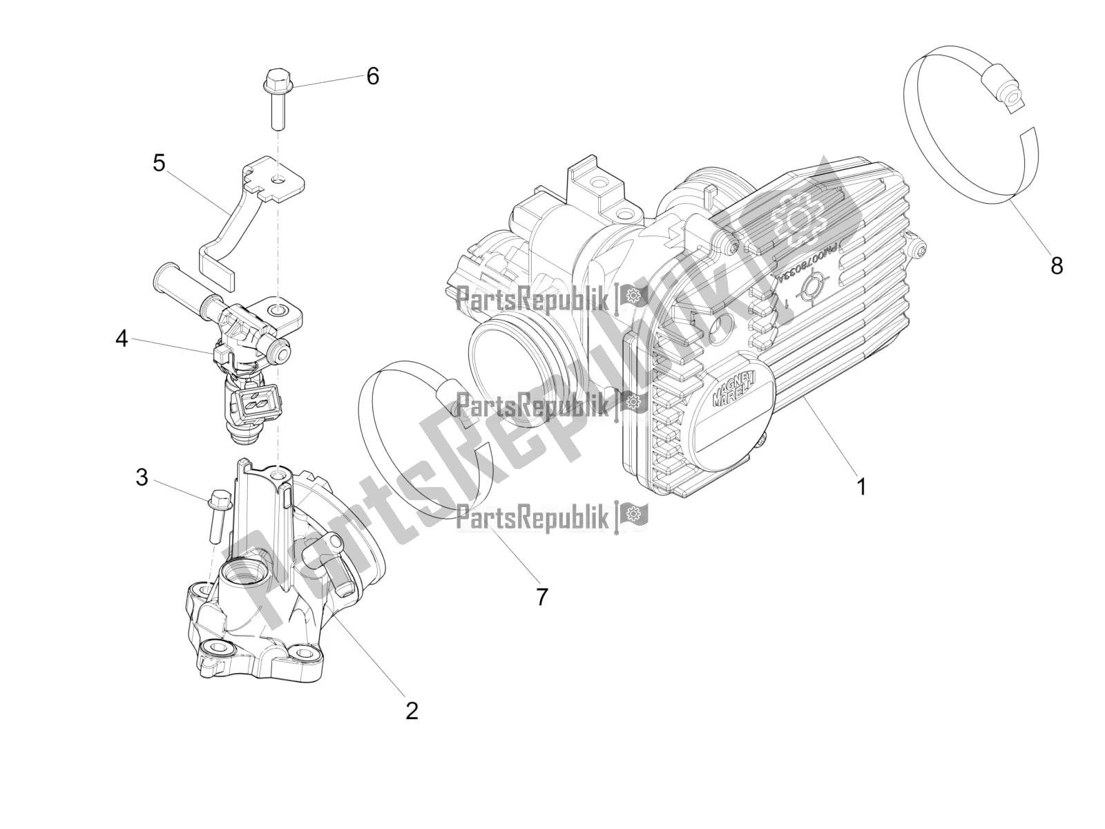 Todas las partes para Throttle Body - Injector - Induction Joint de Vespa GTS 300 Super IE ABS USA 2016