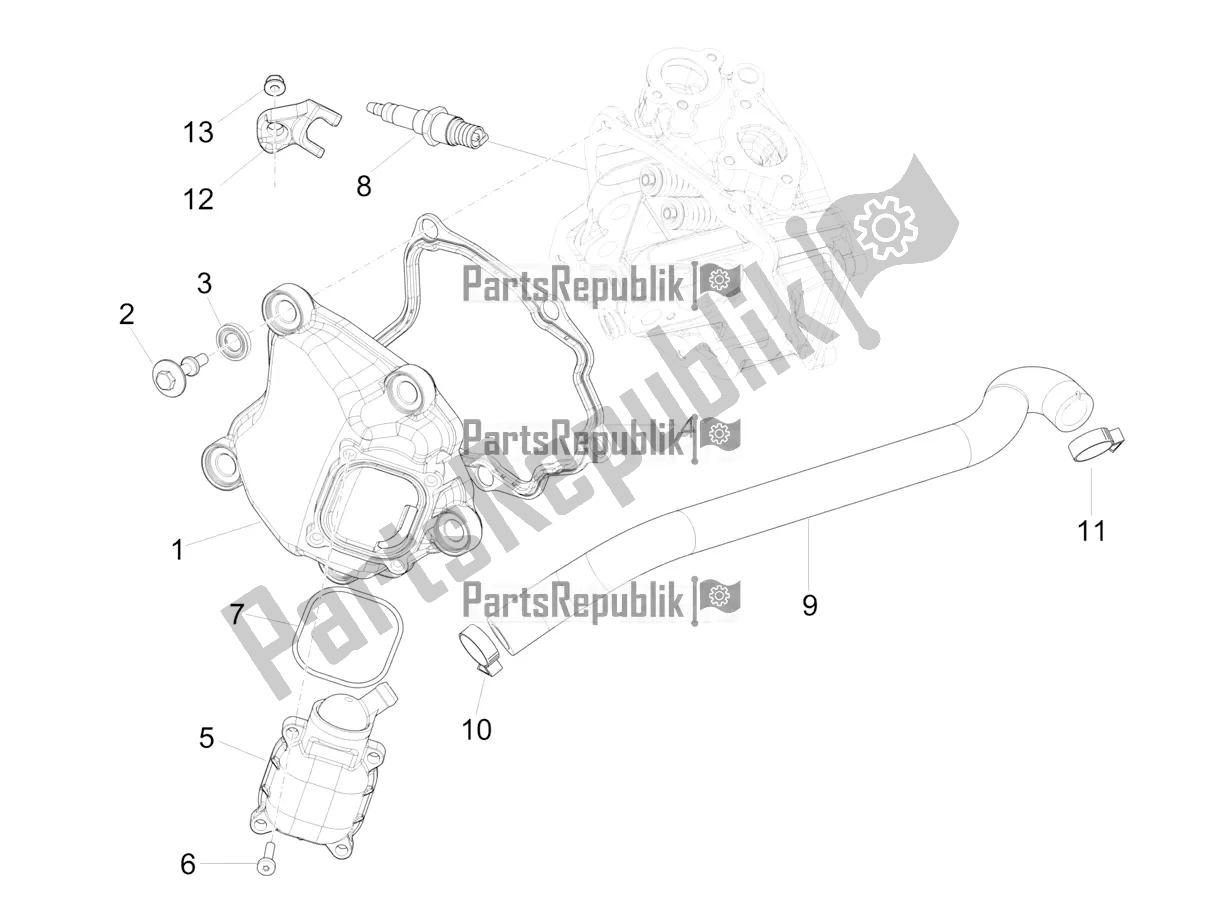 Todas las partes para Cubierta De Tapa De Cilindro de Vespa GTS 300 Super IE ABS USA 2017