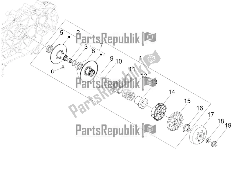 Todas las partes para Polea Conducida de Vespa GTS 300 Super IE ABS USA 2017