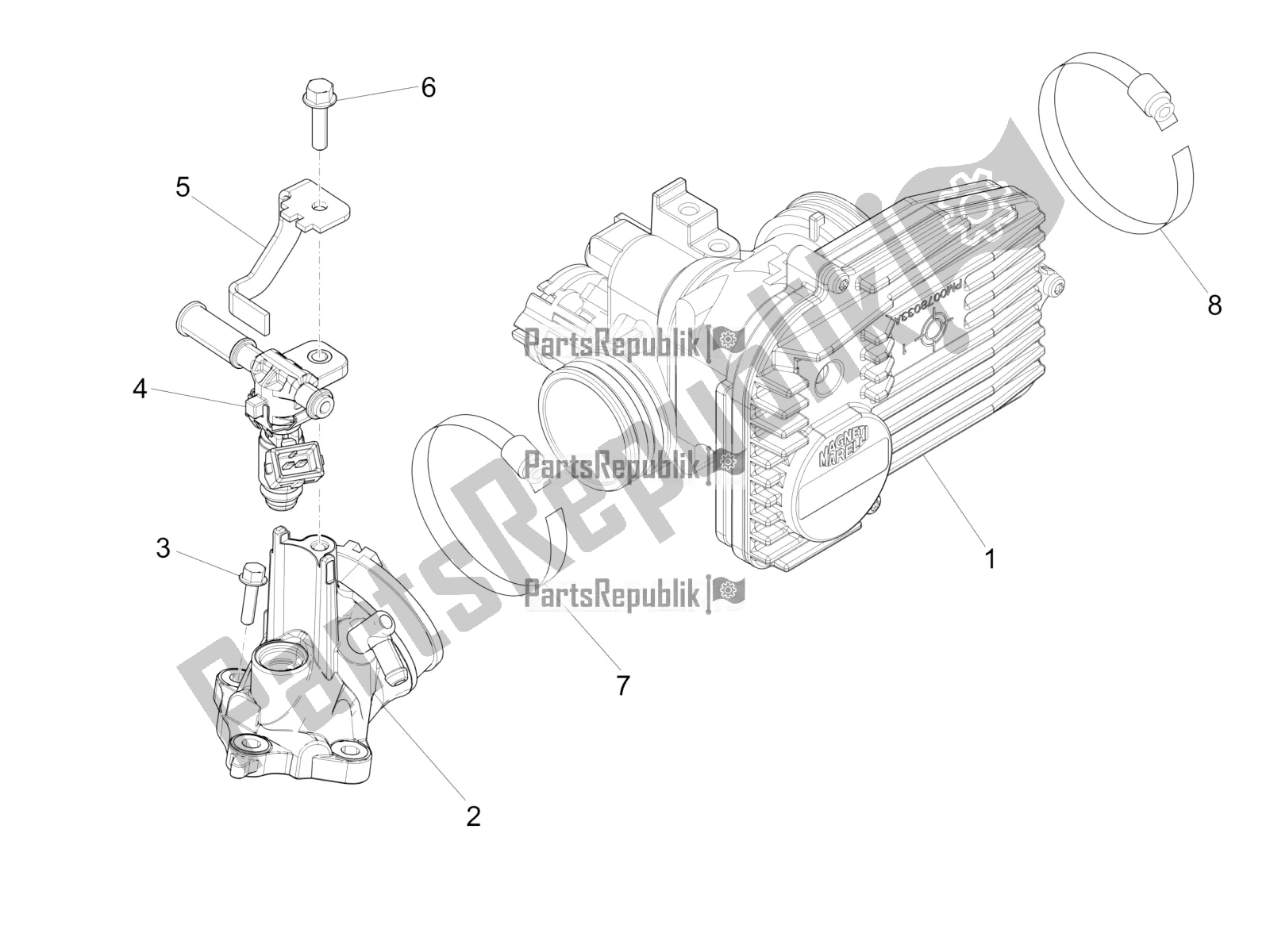 Toutes les pièces pour le Throttle Body - Injector - Induction Joint du Vespa GTS 300 Super IE ABS USA 2017