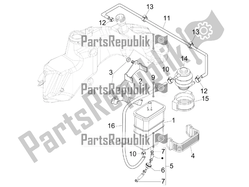 Toutes les pièces pour le Système Anti-percolation du Vespa GTS 300 Super IE ABS USA 2018