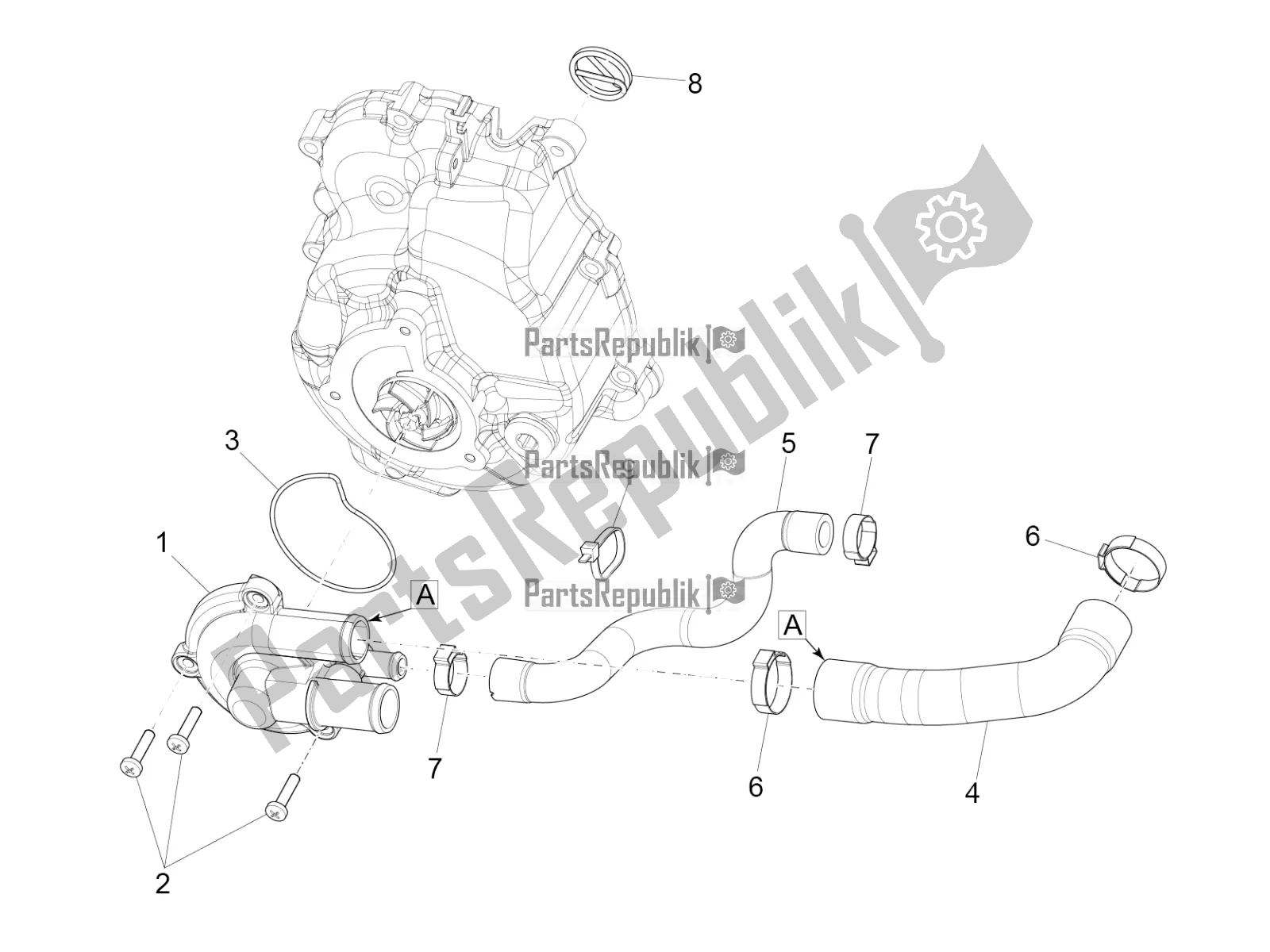 Toutes les pièces pour le Pompe De Refroidissement du Vespa GTS 300 Super IE ABS USA 2018