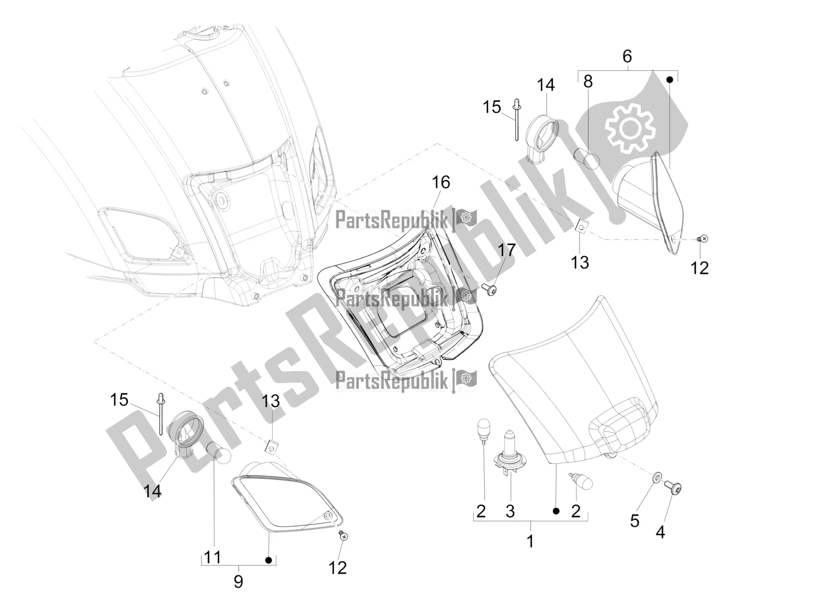 Toutes les pièces pour le Phares Arrière - Clignotants du Vespa GTS 300 Super IE ABS USA 2018