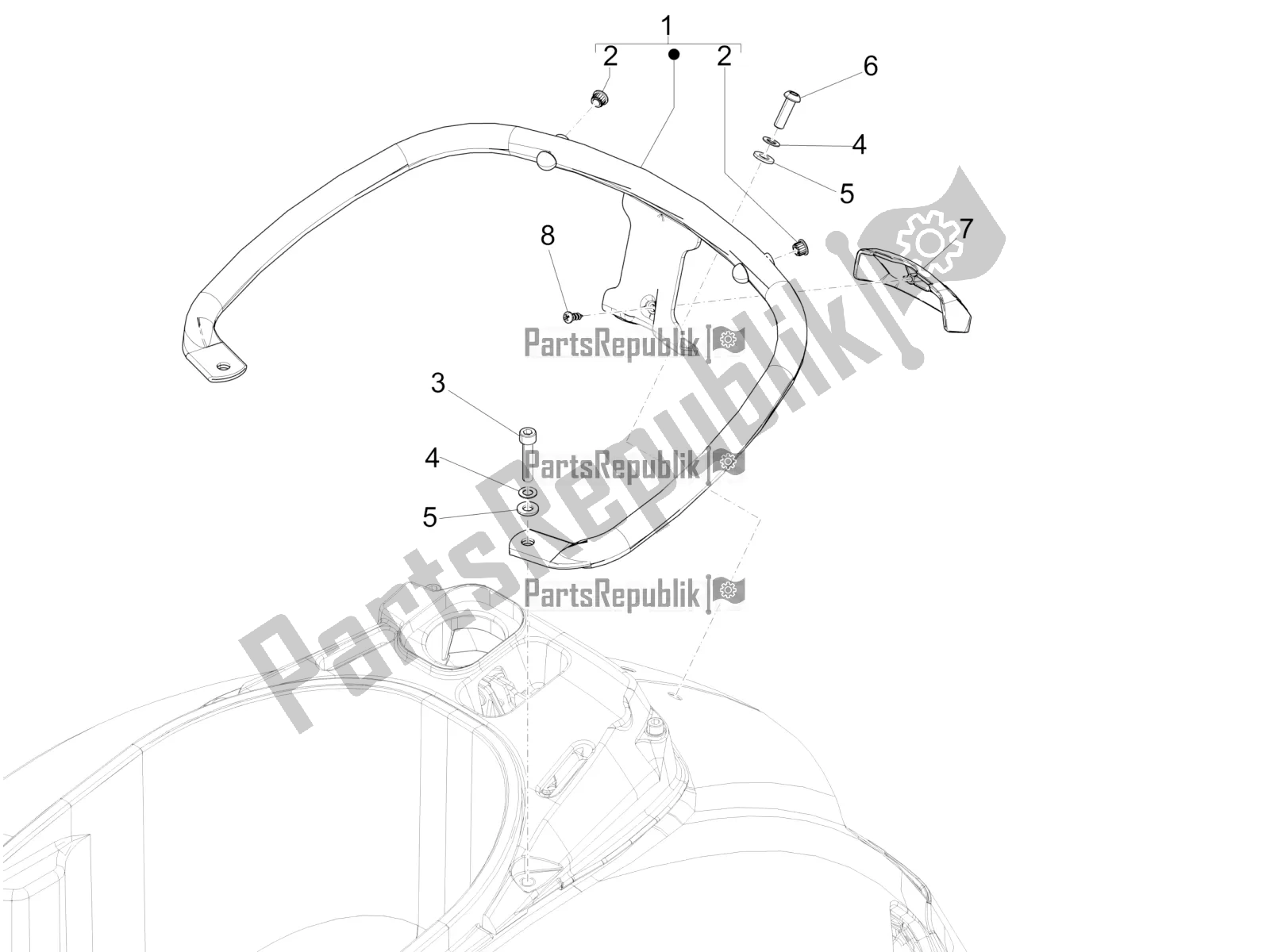 Todas las partes para Portaequipajes Trasero de Vespa GTS 300 Super IE ABS USA 2018