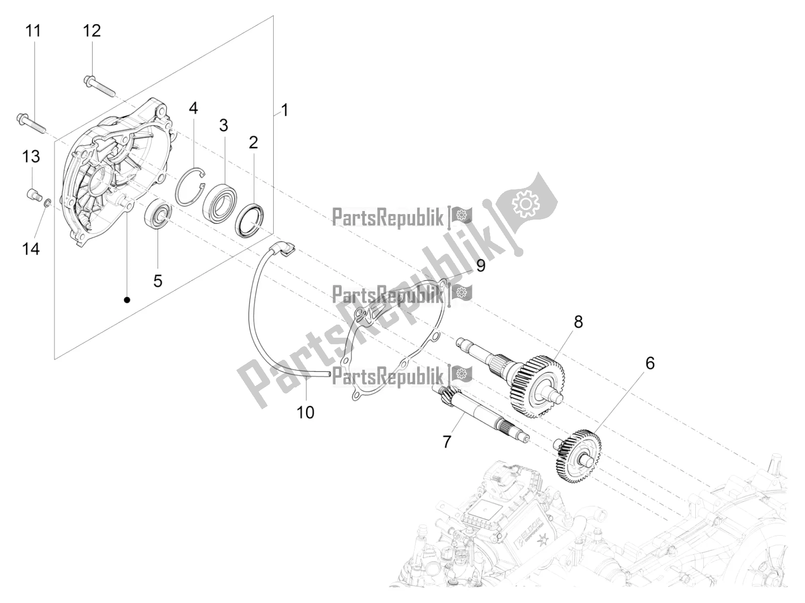 Toutes les pièces pour le Unité De Réduction du Vespa GTS 300 Super IE ABS USA 2018