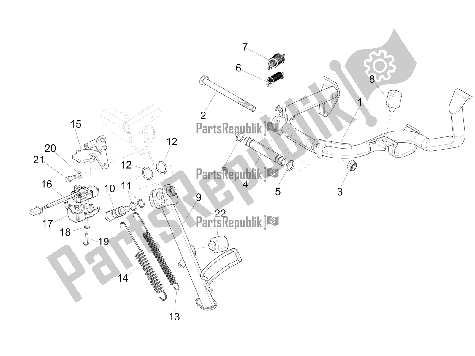 Todas las partes para Soporte / S de Vespa GTS 300 Super IE ABS USA 2018