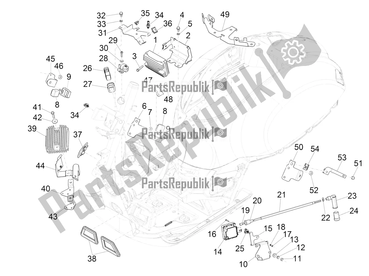 All parts for the Voltage Regulators - Electronic Control Units (ecu) - H. T. Coil of the Vespa GTS 300 Super IE ABS USA 2018