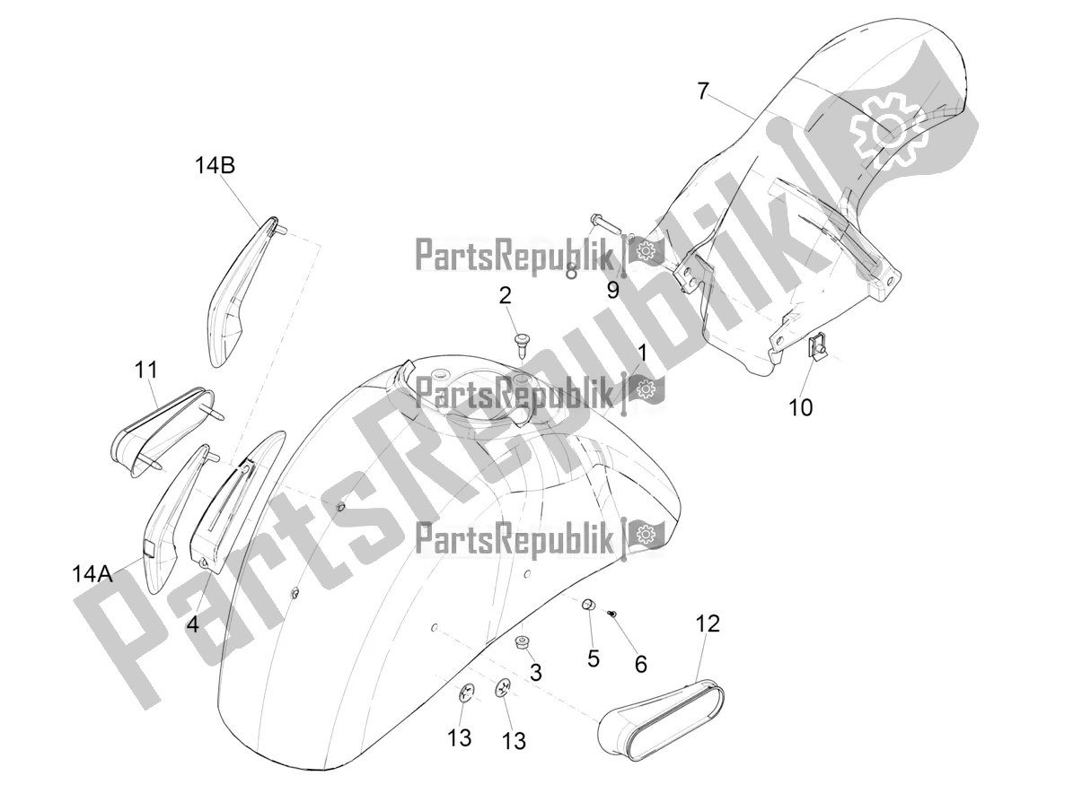 Todas las partes para Carcasa De La Rueda - Guardabarros de Vespa GTS 300 Super IE ABS USA 2018