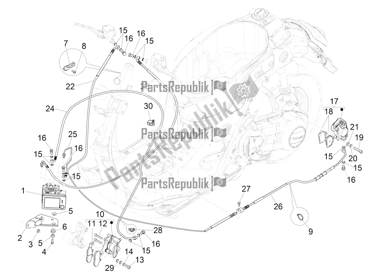 Toutes les pièces pour le Tuyaux De Freins - étriers (abs) du Vespa GTS 300 Super Sport USA 2021