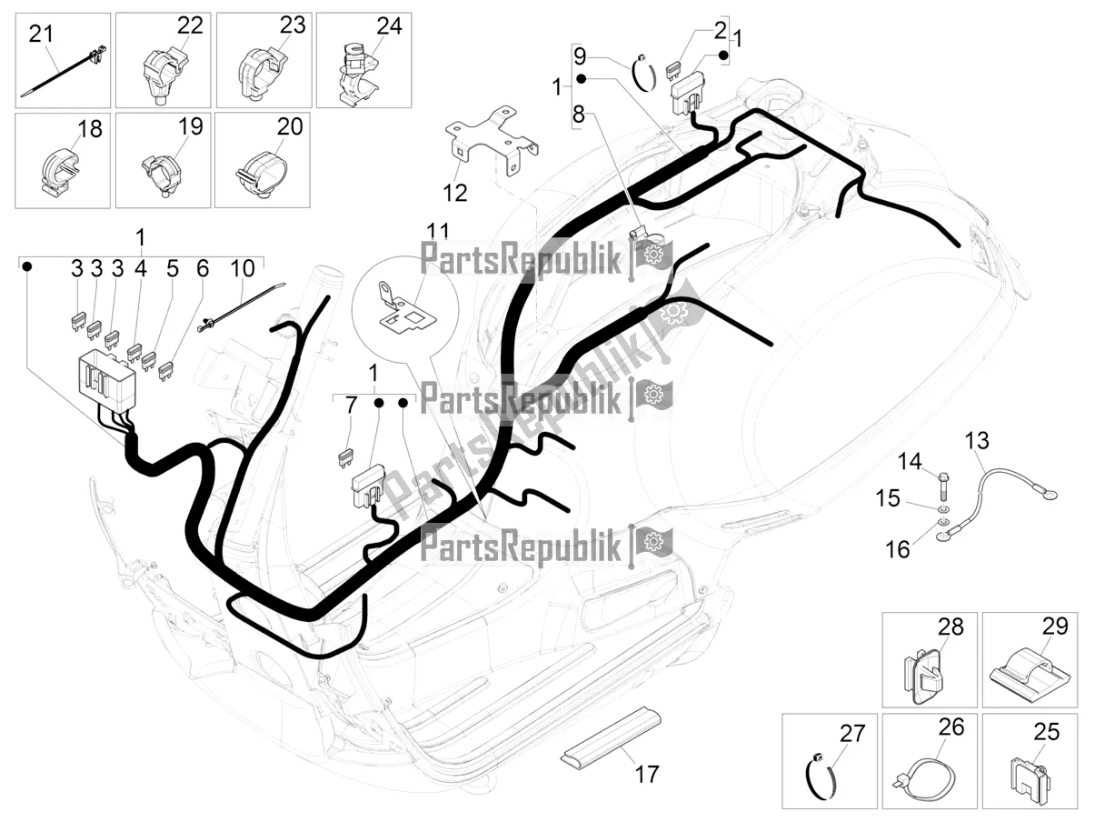 Toutes les pièces pour le Faisceau De Câbles Principal du Vespa GTS 300 Super Sport USA 2021