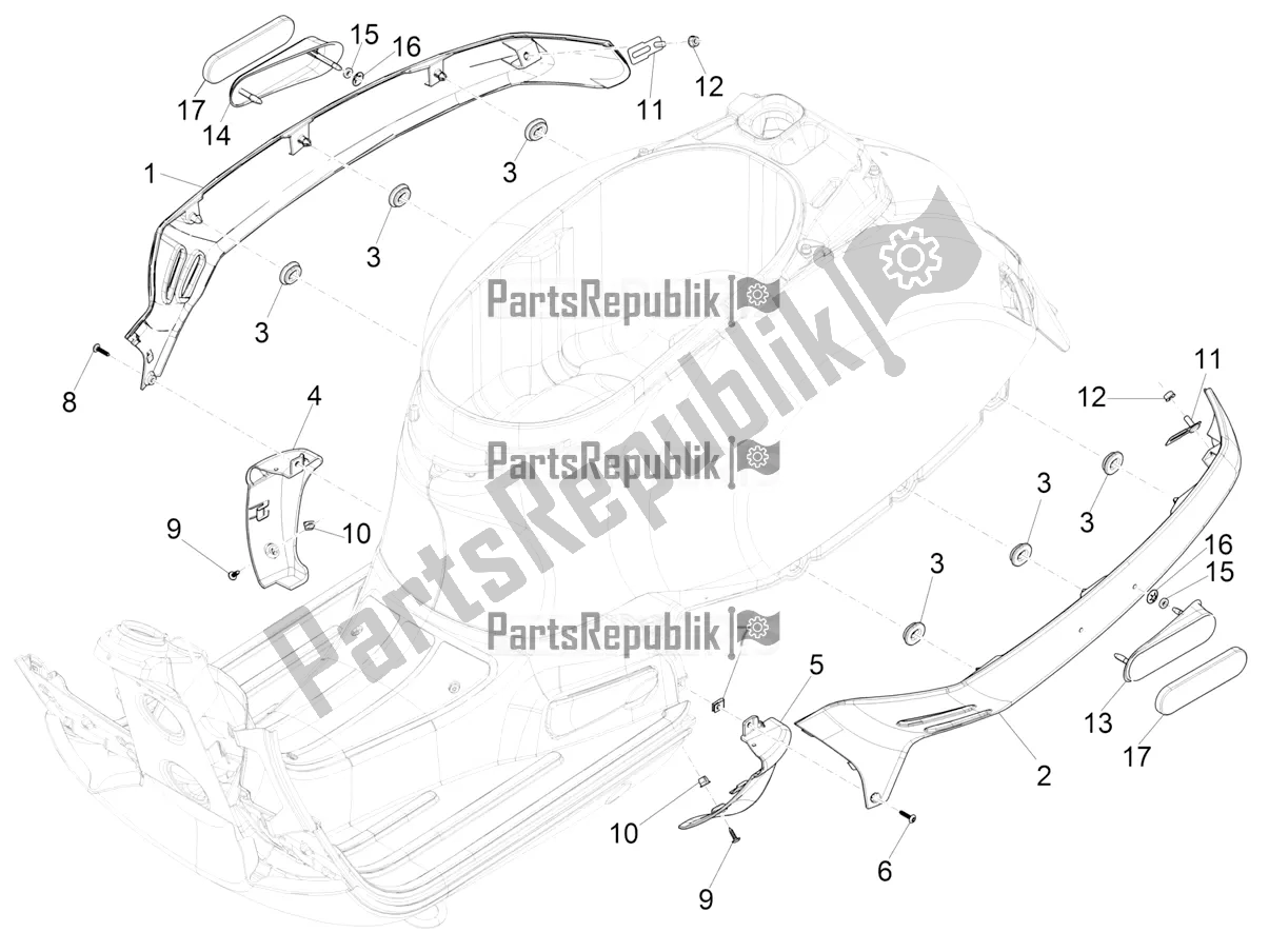 Tutte le parti per il Coperchio Laterale - Spoiler del Vespa GTS 300 Super Sport USA 2021