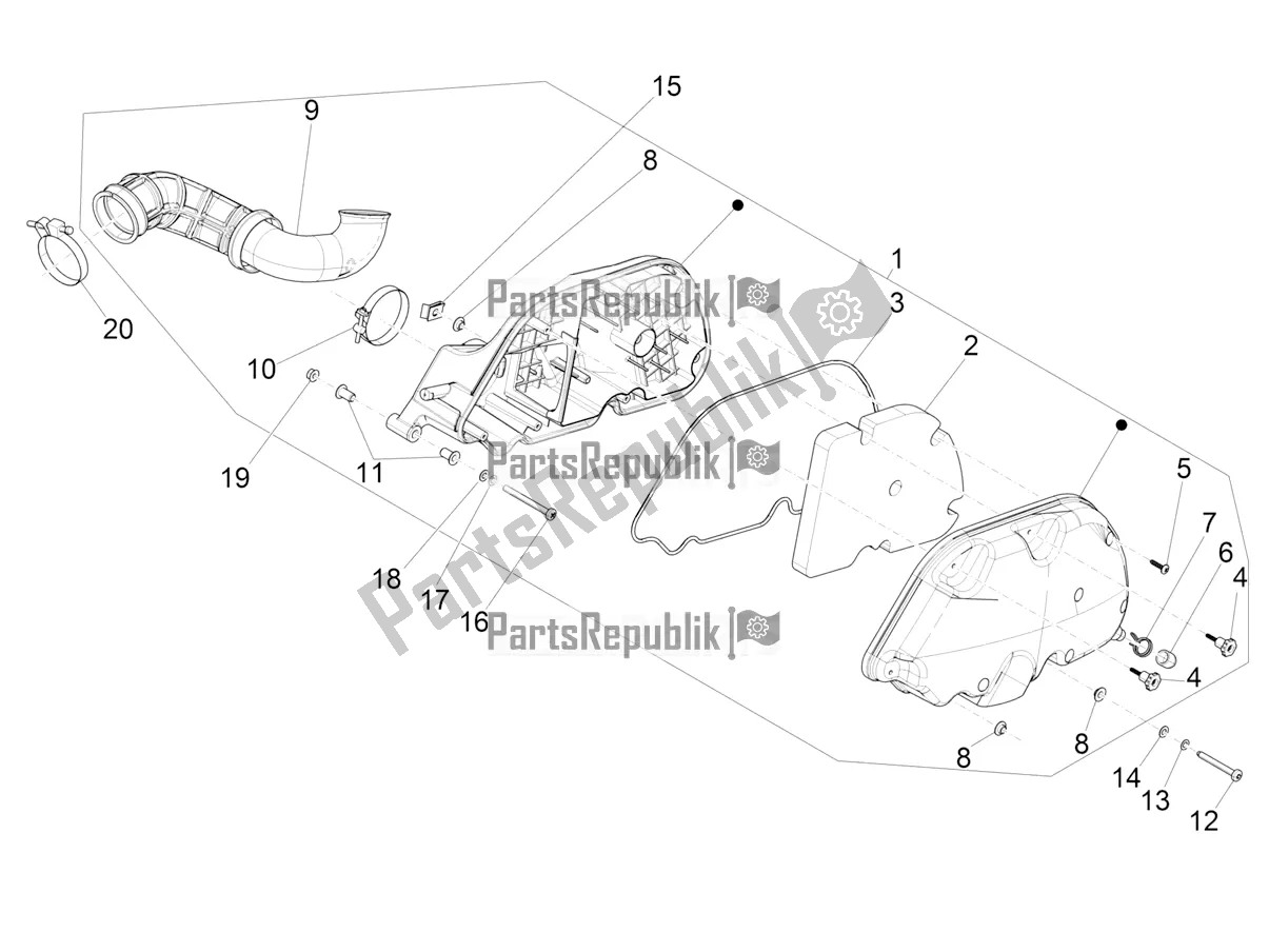 All parts for the Air Filter of the Vespa GTS 300 Super Sport USA 2022