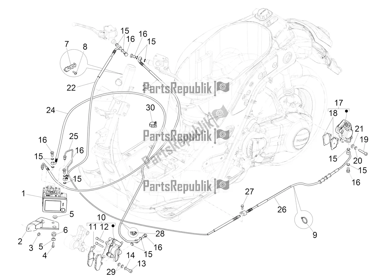 Toutes les pièces pour le Tuyaux De Freins - étriers (abs) du Vespa GTS 300 Super Sport USA 2022