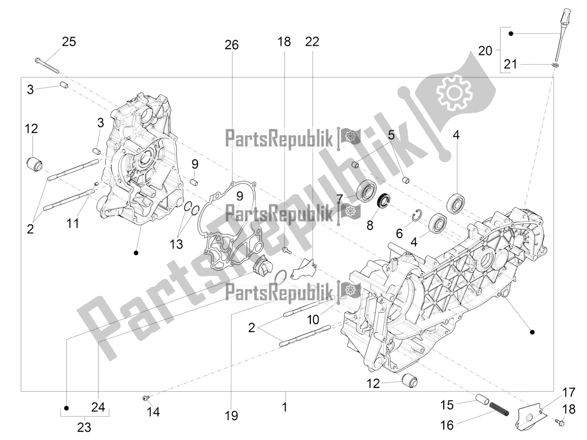 All parts for the Crankcase of the Vespa GTS 300 Super Sport USA 2022