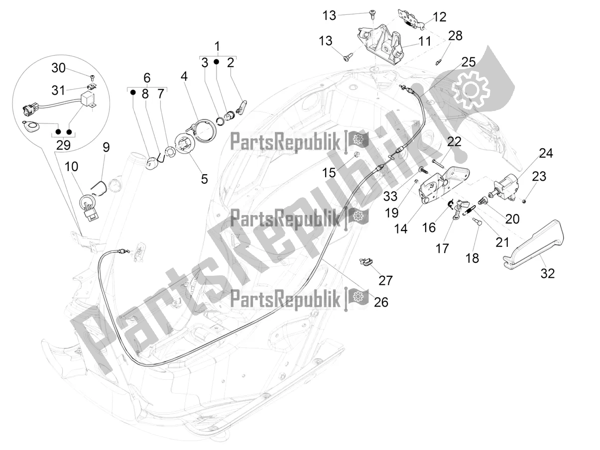 All parts for the Locks of the Vespa GTS 300 Super Sport USA 2022